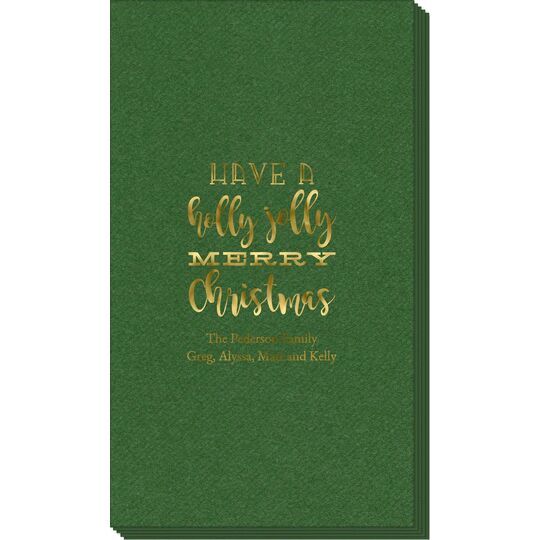 Holly Jolly Christmas Linen Like Guest Towels